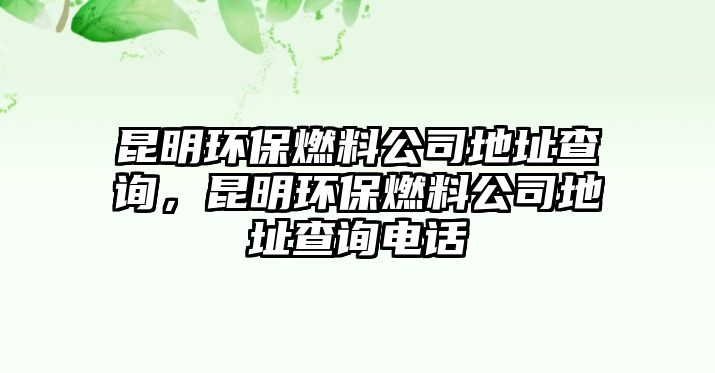 昆明環(huán)保燃料公司地址查詢，昆明環(huán)保燃料公司地址查詢電話