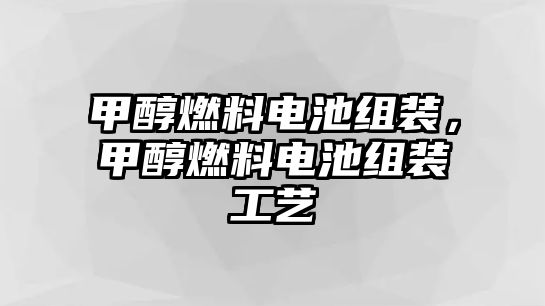 甲醇燃料電池組裝，甲醇燃料電池組裝工藝