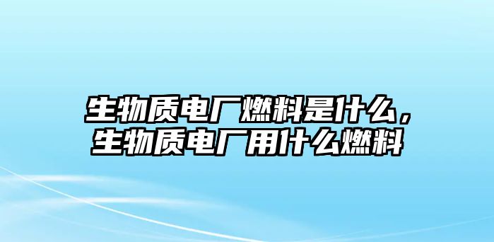 生物質(zhì)電廠燃料是什么，生物質(zhì)電廠用什么燃料