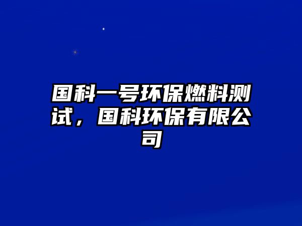 國科一號環(huán)保燃料測試，國科環(huán)保有限公司