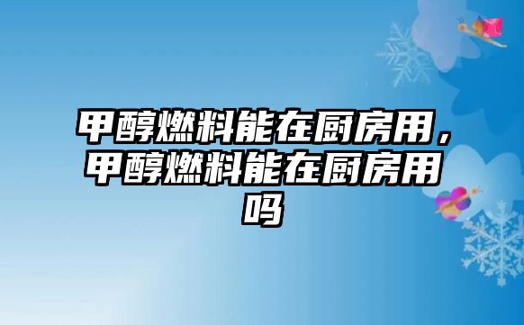 甲醇燃料能在廚房用，甲醇燃料能在廚房用嗎