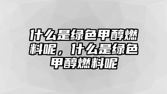 什么是綠色甲醇燃料呢，什么是綠色甲醇燃料呢