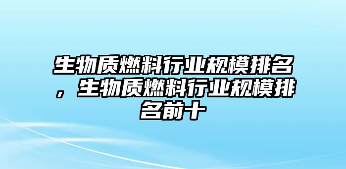 生物質(zhì)燃料行業(yè)規(guī)模排名，生物質(zhì)燃料行業(yè)規(guī)模排名前十