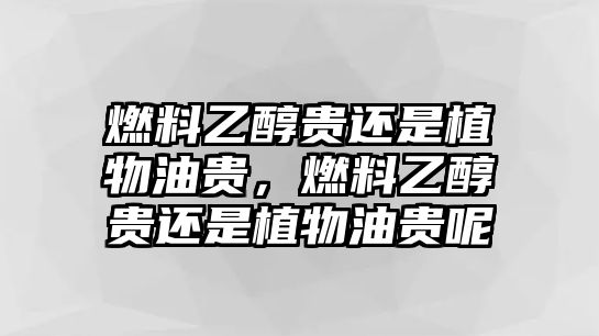 燃料乙醇貴還是植物油貴，燃料乙醇貴還是植物油貴呢