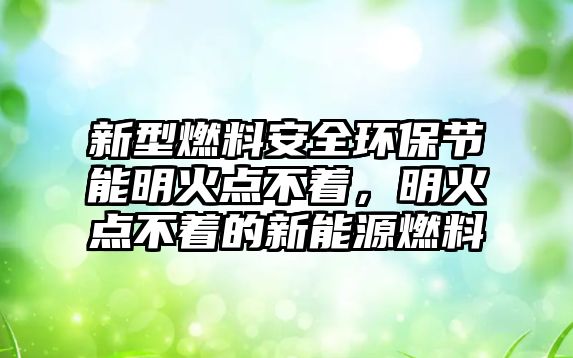 新型燃料安全環(huán)保節(jié)能明火點(diǎn)不著，明火點(diǎn)不著的新能源燃料