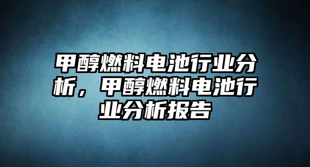 甲醇燃料電池行業(yè)分析，甲醇燃料電池行業(yè)分析報(bào)告