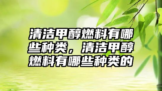 清潔甲醇燃料有哪些種類，清潔甲醇燃料有哪些種類的