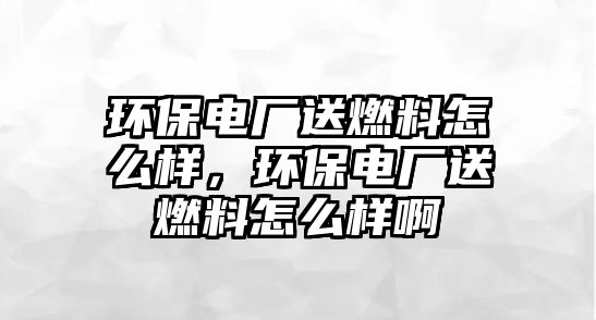 環(huán)保電廠送燃料怎么樣，環(huán)保電廠送燃料怎么樣啊