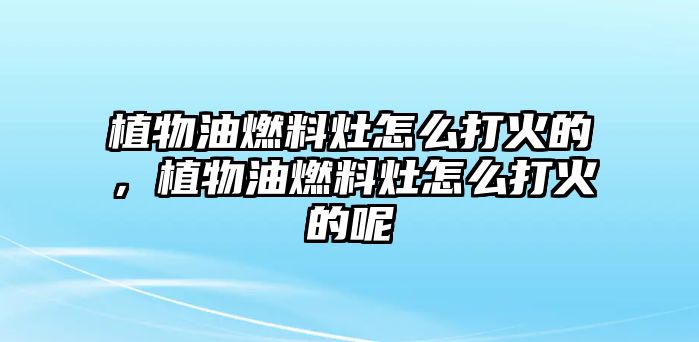 植物油燃料灶怎么打火的，植物油燃料灶怎么打火的呢