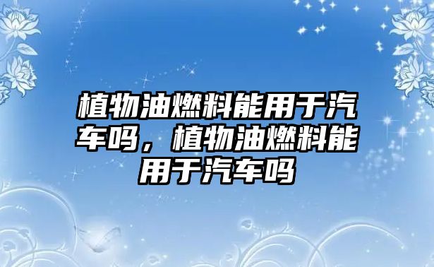 植物油燃料能用于汽車嗎，植物油燃料能用于汽車嗎