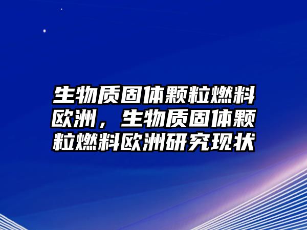 生物質(zhì)固體顆粒燃料歐洲，生物質(zhì)固體顆粒燃料歐洲研究現(xiàn)狀