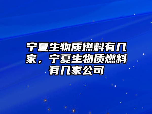 寧夏生物質(zhì)燃料有幾家，寧夏生物質(zhì)燃料有幾家公司