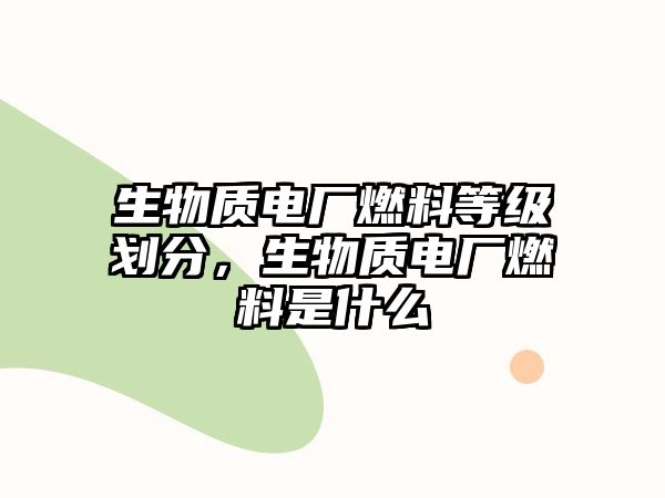 生物質(zhì)電廠燃料等級(jí)劃分，生物質(zhì)電廠燃料是什么