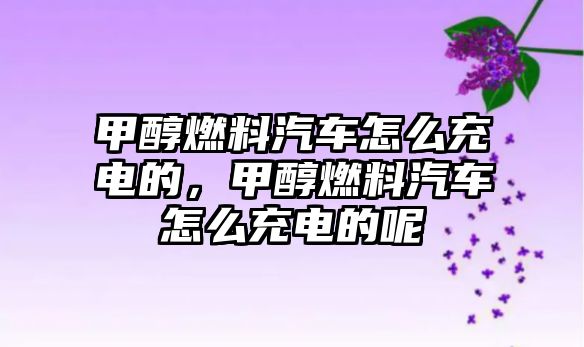 甲醇燃料汽車怎么充電的，甲醇燃料汽車怎么充電的呢