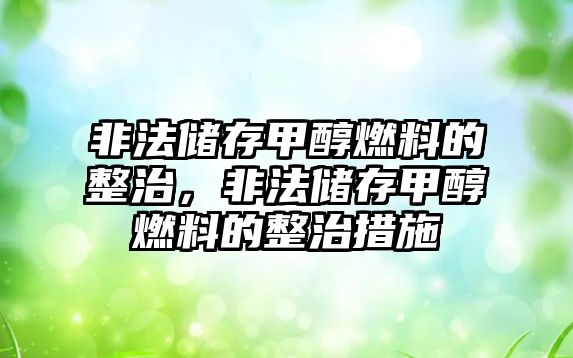 非法儲存甲醇燃料的整治，非法儲存甲醇燃料的整治措施