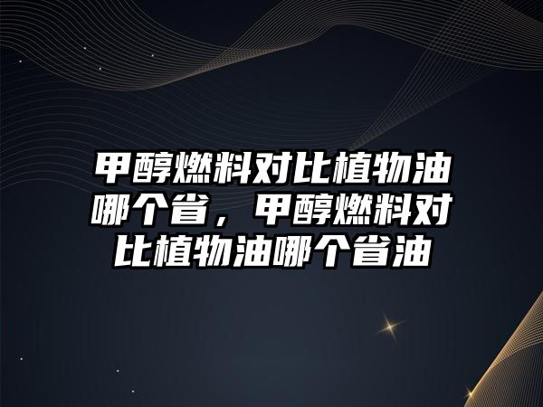 甲醇燃料對比植物油哪個省，甲醇燃料對比植物油哪個省油