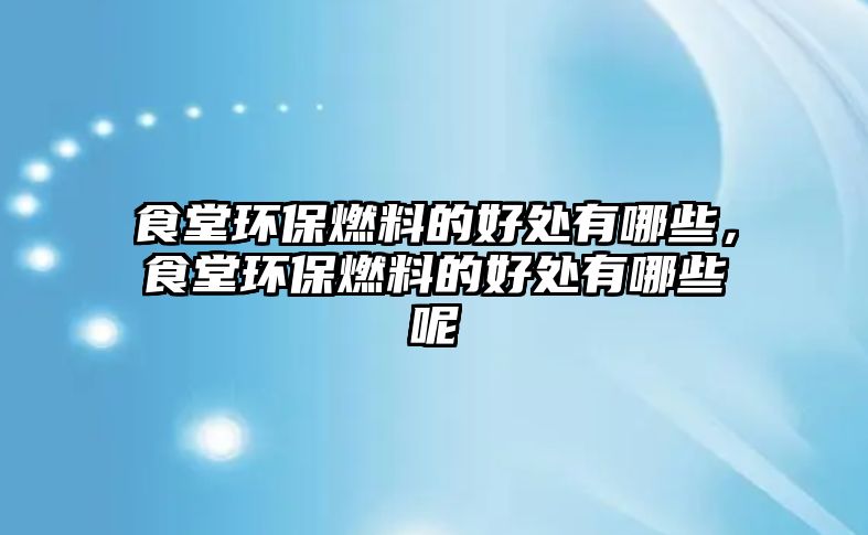 食堂環(huán)保燃料的好處有哪些，食堂環(huán)保燃料的好處有哪些呢