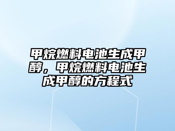 甲烷燃料電池生成甲醇，甲烷燃料電池生成甲醇的方程式