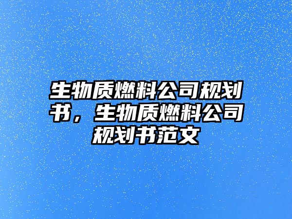 生物質(zhì)燃料公司規(guī)劃書，生物質(zhì)燃料公司規(guī)劃書范文