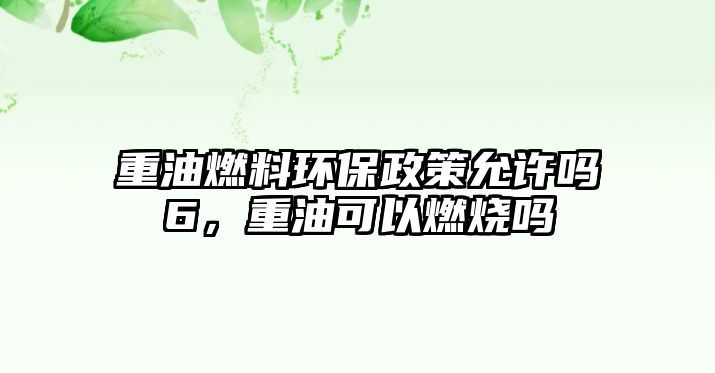 重油燃料環(huán)保政策允許嗎6，重油可以燃燒嗎