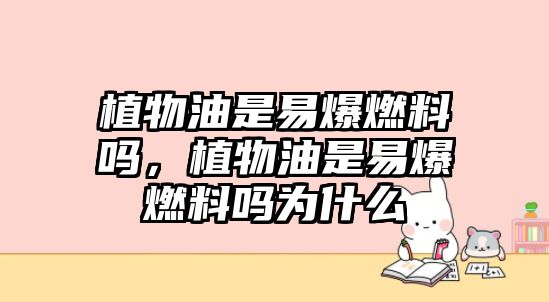 植物油是易爆燃料嗎，植物油是易爆燃料嗎為什么