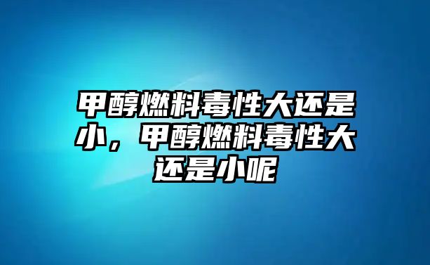 甲醇燃料毒性大還是小，甲醇燃料毒性大還是小呢