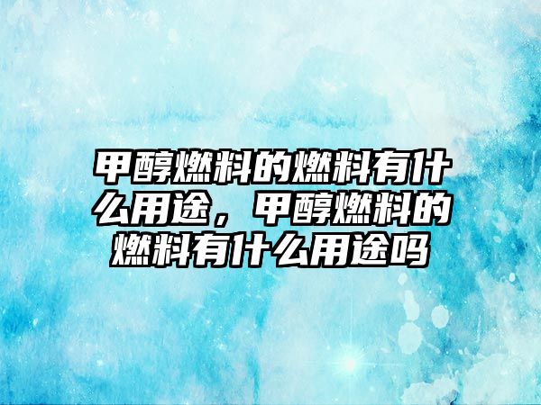 甲醇燃料的燃料有什么用途，甲醇燃料的燃料有什么用途嗎