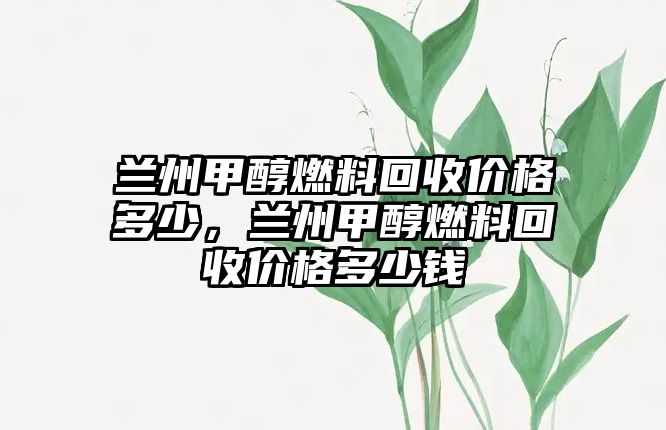 蘭州甲醇燃料回收價格多少，蘭州甲醇燃料回收價格多少錢