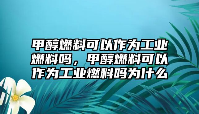 甲醇燃料可以作為工業(yè)燃料嗎，甲醇燃料可以作為工業(yè)燃料嗎為什么