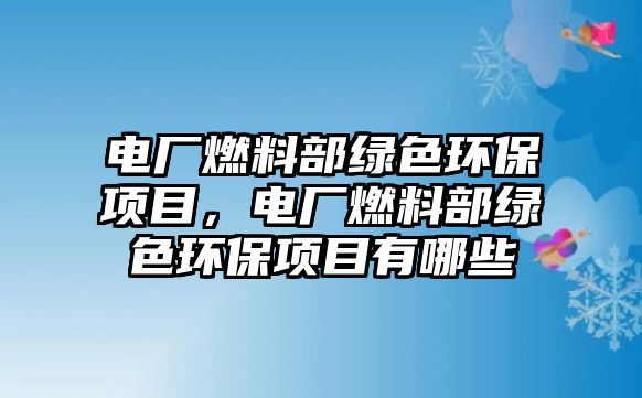 電廠燃料部綠色環(huán)保項(xiàng)目，電廠燃料部綠色環(huán)保項(xiàng)目有哪些