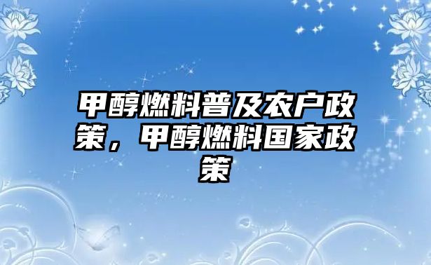 甲醇燃料普及農(nóng)戶政策，甲醇燃料國家政策