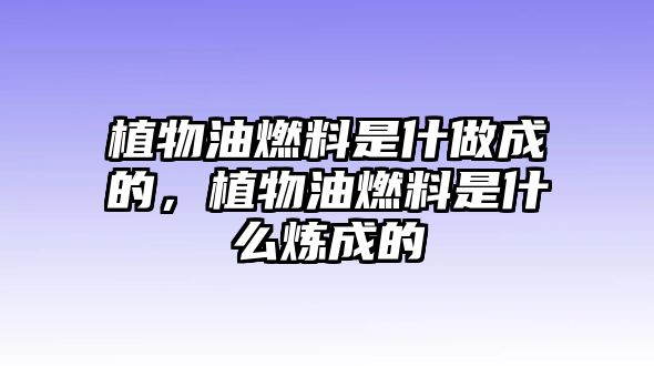 植物油燃料是什做成的，植物油燃料是什么煉成的