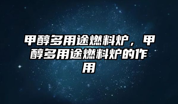 甲醇多用途燃料爐，甲醇多用途燃料爐的作用