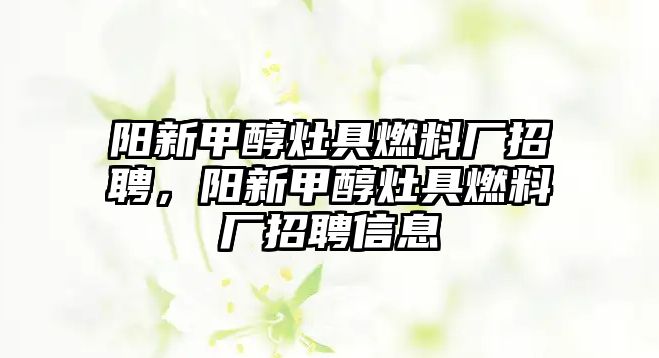 陽新甲醇灶具燃料廠招聘，陽新甲醇灶具燃料廠招聘信息