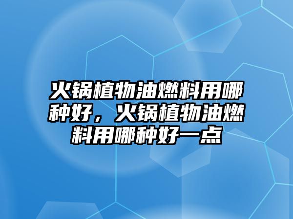 火鍋植物油燃料用哪種好，火鍋植物油燃料用哪種好一點