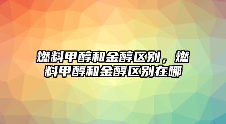 燃料甲醇和金醇區(qū)別，燃料甲醇和金醇區(qū)別在哪