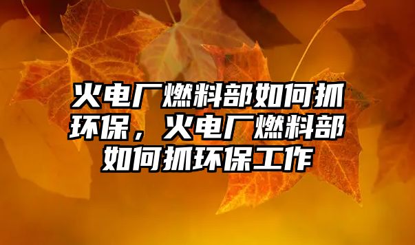 火電廠燃料部如何抓環(huán)保，火電廠燃料部如何抓環(huán)保工作