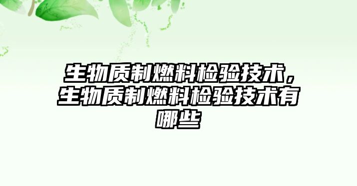 生物質(zhì)制燃料檢驗(yàn)技術(shù)，生物質(zhì)制燃料檢驗(yàn)技術(shù)有哪些