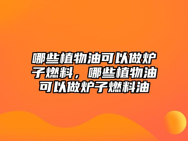 哪些植物油可以做爐子燃料，哪些植物油可以做爐子燃料油