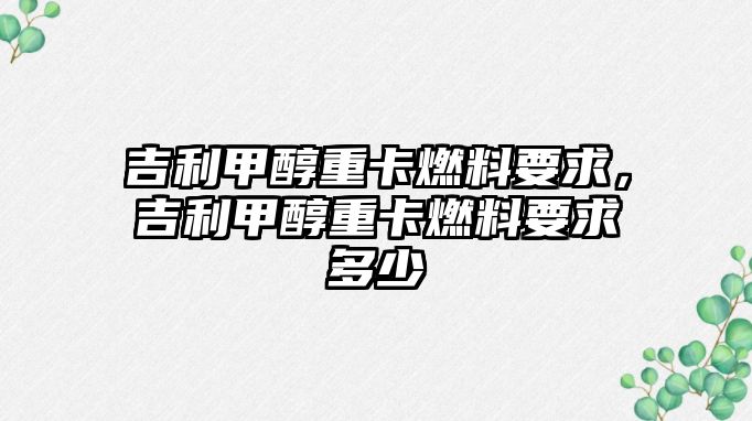 吉利甲醇重卡燃料要求，吉利甲醇重卡燃料要求多少