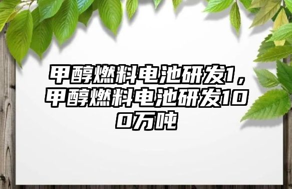 甲醇燃料電池研發(fā)1，甲醇燃料電池研發(fā)100萬噸