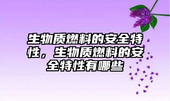 生物質燃料的安全特性，生物質燃料的安全特性有哪些