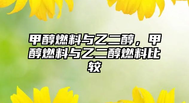 甲醇燃料與乙二醇，甲醇燃料與乙二醇燃料比較