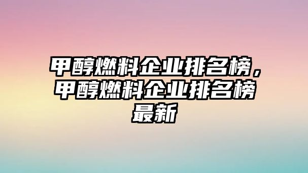 甲醇燃料企業(yè)排名榜，甲醇燃料企業(yè)排名榜最新