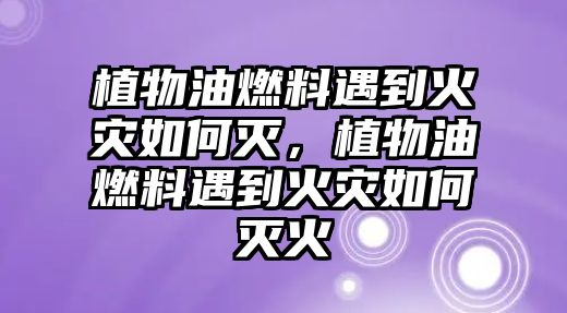 植物油燃料遇到火災(zāi)如何滅，植物油燃料遇到火災(zāi)如何滅火