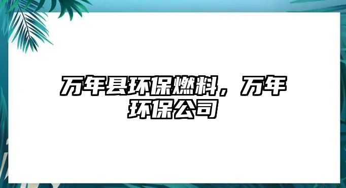 萬年縣環(huán)保燃料，萬年環(huán)保公司