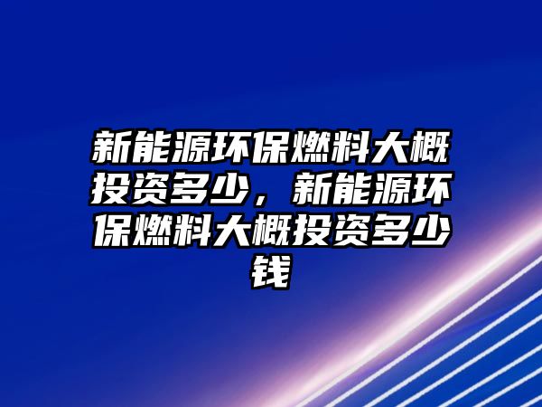 新能源環(huán)保燃料大概投資多少，新能源環(huán)保燃料大概投資多少錢