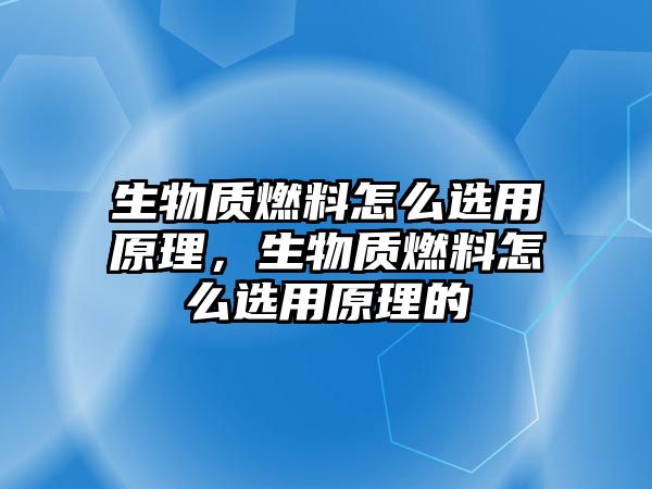 生物質(zhì)燃料怎么選用原理，生物質(zhì)燃料怎么選用原理的