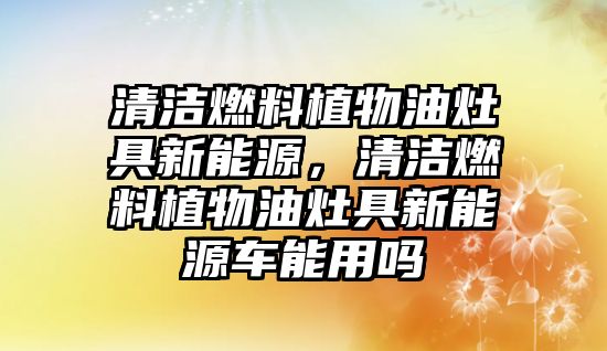 清潔燃料植物油灶具新能源，清潔燃料植物油灶具新能源車能用嗎