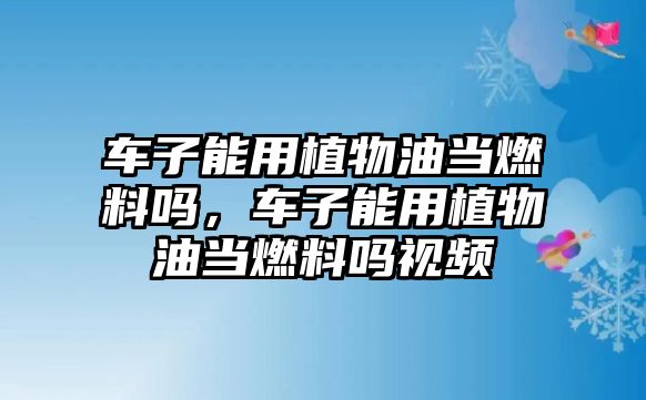 車子能用植物油當(dāng)燃料嗎，車子能用植物油當(dāng)燃料嗎視頻